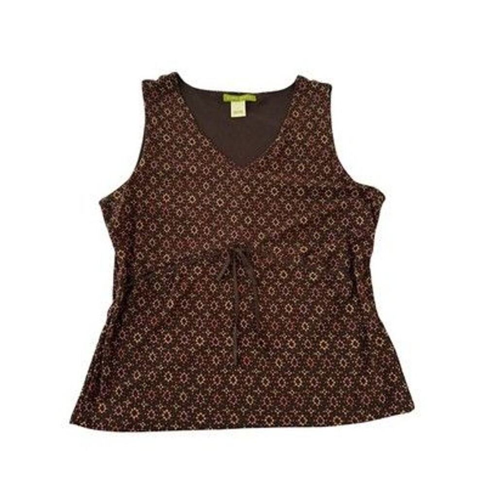 Sigrid Olsen Brown Dressy Sleeveless V-Neck Tank Size Large